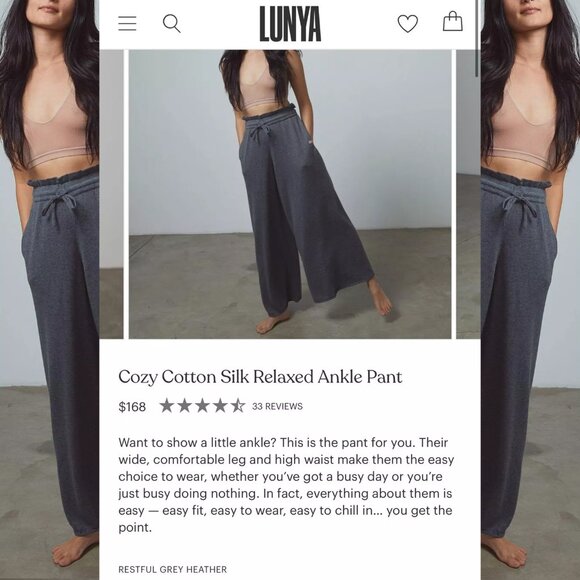 LUNYA COZY COTTON SILK RELAXED WIDE LEG LOUNGEWEAR PANT - NEW - Picture 6 of 14